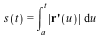 s(t) = int(abs(eval(diff(r(x), x), x = u)), u = a .. t)