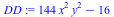 `+`(`*`(144, `*`(`^`(x, 2), `*`(`^`(y, 2)))), `-`(16))