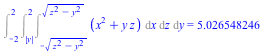 Int(Int(Int(`+`(`*`(`^`(x, 2)), `*`(y, `*`(z))), x = `+`(`-`(`*`(`^`(`+`(`*`(`^`(z, 2)), `-`(`*`(`^`(y, 2)))), `/`(1, 2))))) .. `*`(`^`(`+`(`*`(`^`(z, 2)), `-`(`*`(`^`(y, 2)))), `/`(1, 2)))), z = abs(...