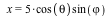 x = VectorCalculus:-`*`(VectorCalculus:-`*`(5, cos(theta)), sin(`ϕ`))