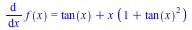 diff(f(x), x) = `+`(tan(x), `*`(x, `*`(`+`(1, `*`(`^`(tan(x), 2))))))