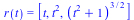 r(t) = [t, `*`(`^`(t, 2)), `*`(`^`(`+`(`*`(`^`(t, 2)), 1), `/`(3, 2)))]