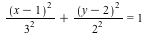 `+`(`/`(`*`(`^`(`+`(x, `-`(1)), 2)), `*`(`^`(3, 2))), `/`(`*`(`^`(`+`(y, `-`(2)), 2)), `*`(`^`(2, 2)))) = 1