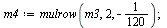 `:=`(m4, mulrow(m3, 2, -`/`(1, 120))); 1