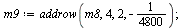 `:=`(m9, addrow(m8, 4, 2, -`/`(1, 4800))); 1