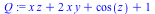 `+`(`*`(x, `*`(z)), `*`(2, `*`(x, `*`(y))), cos(z), 1)