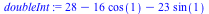 `+`(28, `-`(`*`(16, `*`(cos(1)))), `-`(`*`(23, `*`(sin(1)))))