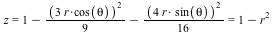 `and`(z = VectorCalculus:-`+`(VectorCalculus:-`+`(1, VectorCalculus:-`-`(VectorCalculus:-`*`(`*`(`^`(VectorCalculus:-`*`(VectorCalculus:-`*`(3, r), cos(theta)), 2)), `/`(1, 9)))), VectorCalculus:-`-`(...