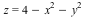 z = VectorCalculus:-`+`(VectorCalculus:-`+`(4, VectorCalculus:-`-`(`*`(`^`(x, 2)))), VectorCalculus:-`-`(`*`(`^`(y, 2))))