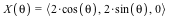 X(theta) = `<,>`(VectorCalculus:-`*`(2, cos(theta)), VectorCalculus:-`*`(2, sin(theta)), 0)