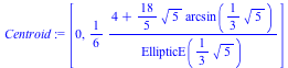 [0, `+`(`/`(`*`(`/`(1, 6), `*`(`+`(4, `*`(`/`(18, 5), `*`(`^`(5, `/`(1, 2)), `*`(arcsin(`+`(`*`(`/`(1, 3), `*`(`^`(5, `/`(1, 2)))))))))))), `*`(EllipticE(`+`(`*`(`/`(1, 3), `*`(`^`(5, `/`(1, 2))))))))...