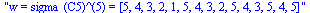 w = sigma_(C5)^(5) = [5, 4, 3, 2, 1, 5, 4, 3, 2, 5, 4, 3, 5, 4, 5]