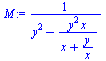 `/`(1, `*`(`+`(`*`(`^`(y, 2)), `-`(`/`(`*`(`^`(y, 2), `*`(x)), `*`(`+`(x, `/`(`*`(y), `*`(x)))))))))