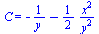 C = `+`(`-`(`/`(1, `*`(y))), `-`(`/`(`*`(`/`(1, 2), `*`(`^`(x, 2))), `*`(`^`(y, 2)))))