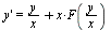 diff(y(x), x) = `+`(`/`(`*`(y(x)), `*`(x)), `*`(x, `*`(F(`/`(`*`(y(x)), `*`(x))))))