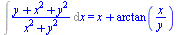 Int(`/`(`*`(`+`(y, `*`(`^`(x, 2)), `*`(`^`(y, 2)))), `*`(`+`(`*`(`^`(x, 2)), `*`(`^`(y, 2))))), x) = `+`(x, arctan(`/`(`*`(x), `*`(y))))