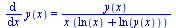 diff(y(x), x) = `/`(`*`(y(x)), `*`(x, `*`(`+`(ln(x), ln(y(x))))))