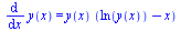 diff(y(x), x) = `*`(y(x), `*`(`+`(ln(y(x)), `-`(x))))