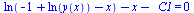 `+`(ln(`+`(`-`(1), ln(y(x)), `-`(x))), `-`(x), `-`(_C1)) = 0