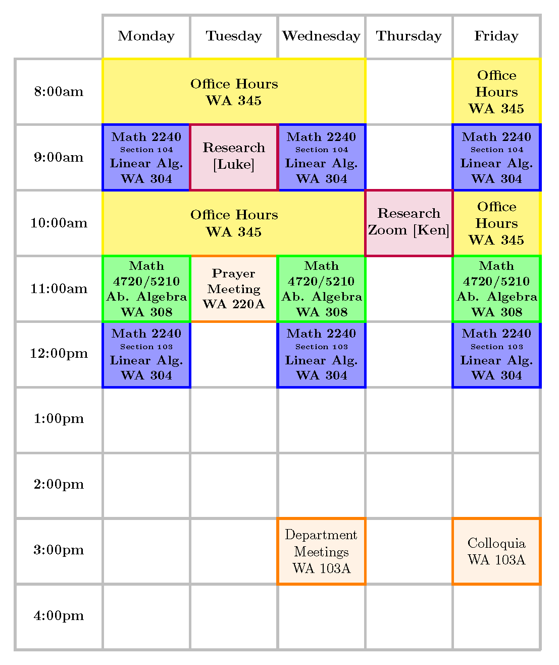 Fall Schedule for Bill Cook
