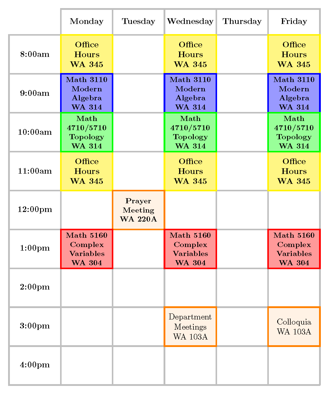 Spring Schedule for Bill Cook