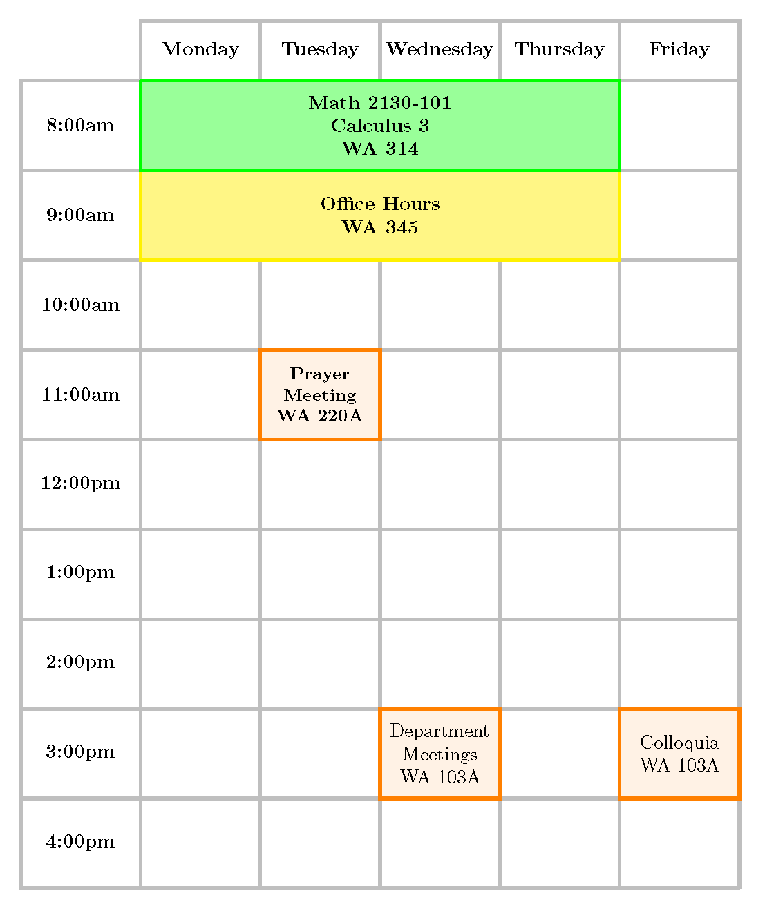 Spring Schedule for Bill Cook